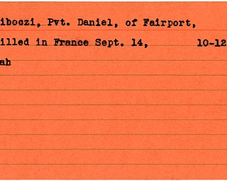 World War II, Vindicator, Daniel Riboczi, Fairport, killed, France, 1944, Mahoning