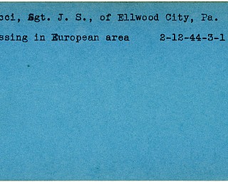 World War II, Vindicator, J. S. Ricci, Ellwood City, Pennsylvania, missing, Europe, 1944