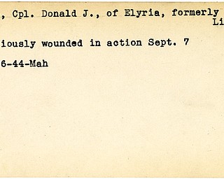 World War II, Vindicator, Donald J. Rice, Elyria, Lisbon, wounded, 1944, Mahoning