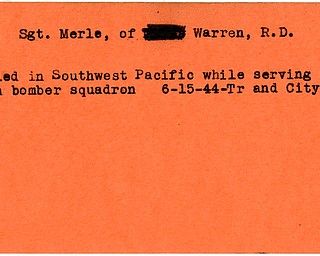 World War II, Vindicator, Merle Rice, Warren, killed, Southwest Pacific, Pacific, bomber squadron, 1944, Trumbull