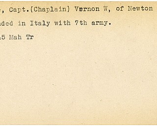 World War II, Vindicator, Vernon W. Rice, Newton Falls, wounded, Italy, 1945, Mahoning, Trumbull