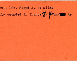 World War II, Vindicator, Floyd J. Rishel, Niles, wounded, fatally wounded, France, 1944, Trumbull