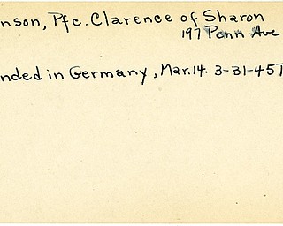 World War II, Vindicator, Clarence Robinson, Sharon, wounded, Germany, 1945, Trumbull
