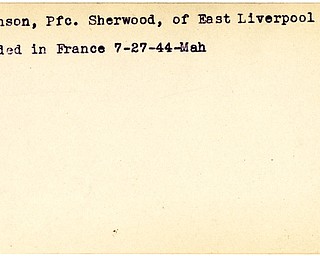 World War II, Vindicator, Sherwood Robinson, East Liverpool, wounded, France, 1944, Mahoning