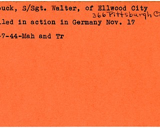 World War II, Vindicator, Walter Robuck, Ellwood City, killed, Germany, 1944, Mahoning, Trumbull