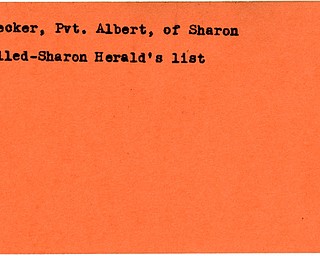 World War II, Vindicator, Albert Rodecker, Sharon, killed, Sharon Herald's list