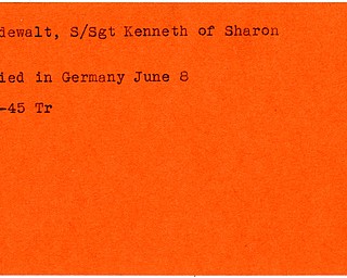 World War II, Vindicator, Kenneth Rodewalt, Sharon, died, Germany, 1945, Trumbull