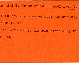 World War II, Vindicator, Frank Rogan, Youngstown, killed, Austria, 1944, 1945, Trumbull, missing