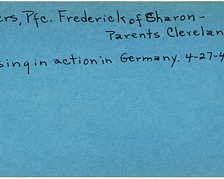World War II, Vindicator, Frederick Rogers, Sharon, Cleveland, missing, Germany, 1945, Trumbull