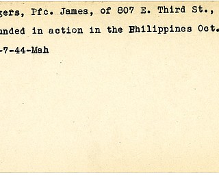 World War II, Vindicator, James Rogers, Salem, wounded, Philippines, 1944, Mahoning