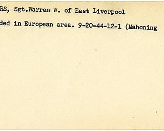 World War II, Vindicator, Warren W. Rogers, East Liverpool, wounded, Europe, 1944, Mahoning