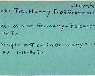 World War II, Vindicator, Harry F. Rohrer, Greenville, prisoner, Germany, 1945, Trumbull, missing, liberated
