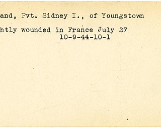 World War II, Vindicator, Sidney I. Rolland, Youngstown, wounded, France, 1944