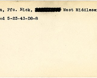 World War II, Vindicator, Nick Roman, West Middlesex, Pennsylvania, wounded, 1943
