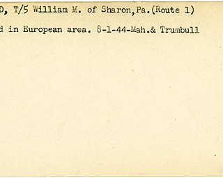 World War II, Vindicator, William M. Rombold, Sharon, Pennsylvania, wounded, Europe, 1944, Mahoning, Trumbull