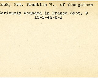 World War II, Vindicator, Franklin H. Rook, Youngstown, wounded, France, 1944
