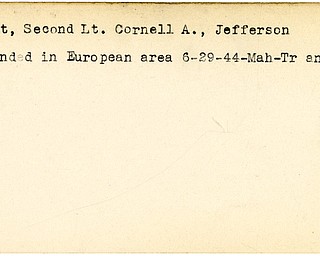 World War II, Vindicator, Cornell A. Root, Jefferson, wounded, Europe, 1944, Mahoning, Trumbull