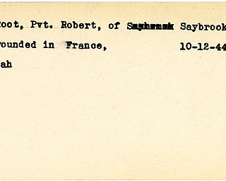 World War II, Vindicator, Robert Root, Saybrook, wounded, France, 1944, Mahoning