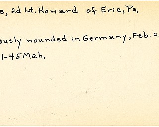 World War II, Vindicator, Howard Rose, Erie, Pennsylvania, wounded, Germany, 1945, Mahoning