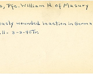 World War II, Vindicator, William H. Ross, Masury, wounded, Germany, 1945, Trumbull