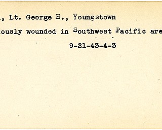 World War II, Vindicator, George H. Roth, Youngstown, wounded, Southwest Pacific, 1943