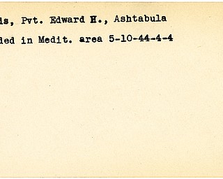 World War II, Vindicator, Edward H. Rounds, Ashtabula, wounded, Mediterranean, 1944
