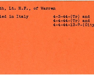 World War II, Vindicator, H.F. Routh, Warren, killed, Italy, 1944, Trumbull