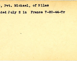 World War II, Vindicator, Michael Rudy, Niles, wounded, France, 1944, Trumbull