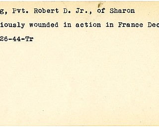 World War II, Vindicator, Robert D. Rung Jr., Sharon, wounded, France, 1944, Trumbull