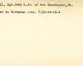 World War II, Vindicator, John E. Russell Jr., New Kensington, Pennsylvania, wounded, Europe, 1944