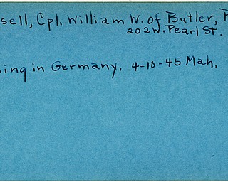 World War II, Vindicator, William W. Russell, Butler, Pennsylvania, missing, Germany, 1945, Mahoning