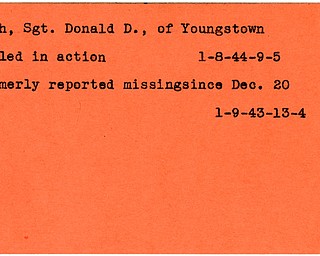World War II, Vindicator, Donald D. Ruth, Youngstown, killed, 1944, missing, 1943
