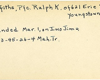 World War II, Vindicator, Ralph K. Griffiths, Youngstown, wounded, Iwo Jima, 1945, Mahoning, Trumbull