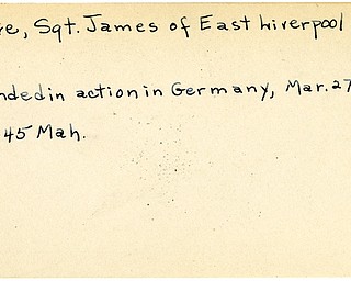 World War II, Vindicator, James Grove, East Liverpool, wounded, Germany, 1945, Mahoning