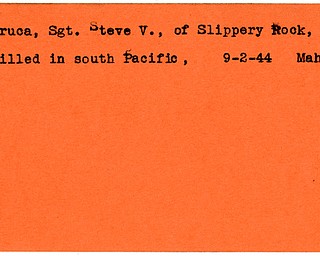 World War II, Vindicator, Steve V. Gruca, Slippery Rock, Pennsylvania, killed, South Pacific, 1944, Mahoning