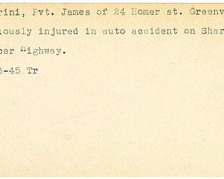 World War II, Vindicator, James Guerrini, Greenville, injured, wounded, auto accident, Sharon-Mercer Highway