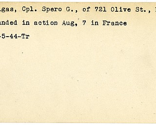 World War II, Vindicator, Spero G. Gulgas, Niles, wounded, France, 1944, Trumbull