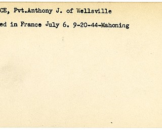 World War II, Vindicator, Anthony J. Gullace, Wellsville, wounded, France, 1944, Mahoning