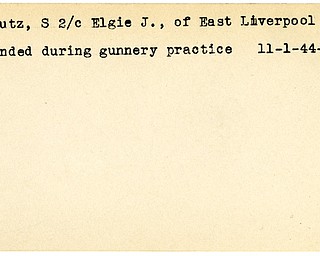World War II, Vindicator, Elgie J. Gulutz, East Liverpool, wounded, gunnery practice, 1944, Mahoning