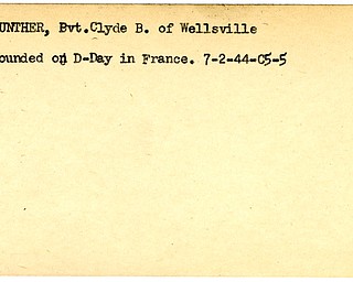 World War II, Vindicator, Clyde B. Gunther, Wellsville, wounded, D-Day, France, 1944