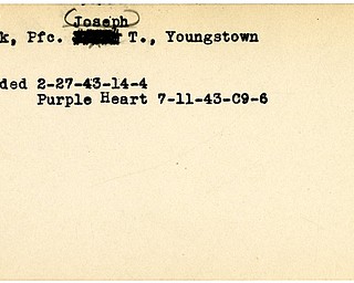 World War II, Vindicator, Joseph Gutek, Youngstown, wounded, 1943, Purple Heart