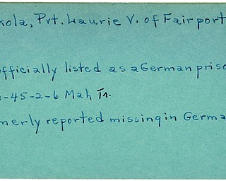 World War II, Vindicator, Laurie V. Hakola, Fairport, Germany, prisoner, 1945, Mahoning, Trumbull, missing