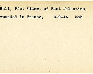 World War II, Vindicator, Elden Hall, East Palestine, wounded, France, 1944, Mahoning