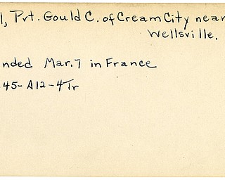 World War II, Vindicator, Gould C. Hall, Cream City, Wellsville, wounded, France, 1945, Trumbull