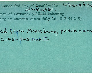 World War II, Vindicator, James Hall, Lowellville, liberated, prisoner, Germany, 1944, Mahoning, missing, Austria, 1945, Mooseburg, Trumbull