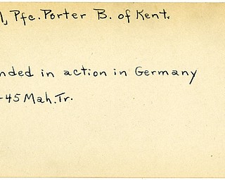 World War II, Vindicator, Porter B. Hall, Kent, wounded, Germany, 1945, Mahoning, Trumbull