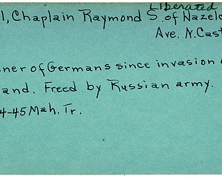World War II, Vindicator, Raymond S. Hall, New Castle, liberated, prisoner, Germany, 1945, Mahoning, Trumbull