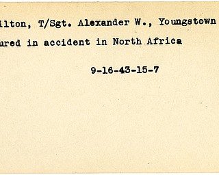 World War II, Vindicator, Alexander W. Hamilton, Youngstown, wounded, Africa, 1943