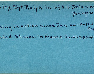 World War II, Vindicator, Ralph L. Hanley, Youngstown, missing, 1944, Mahoning, Trumbull, France