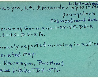World War II, Vindicator, Alexander Harasym, Youngstown, prisoner, Germany, Germans, 1945, missing, liberated, John Harasym, Trumbull